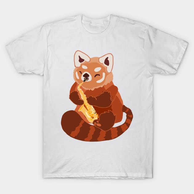 Red Panda Sax T-Shirt by Artstuffs121